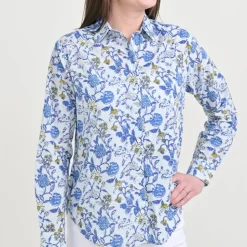 Mila Floral Blue Button Down Blouse