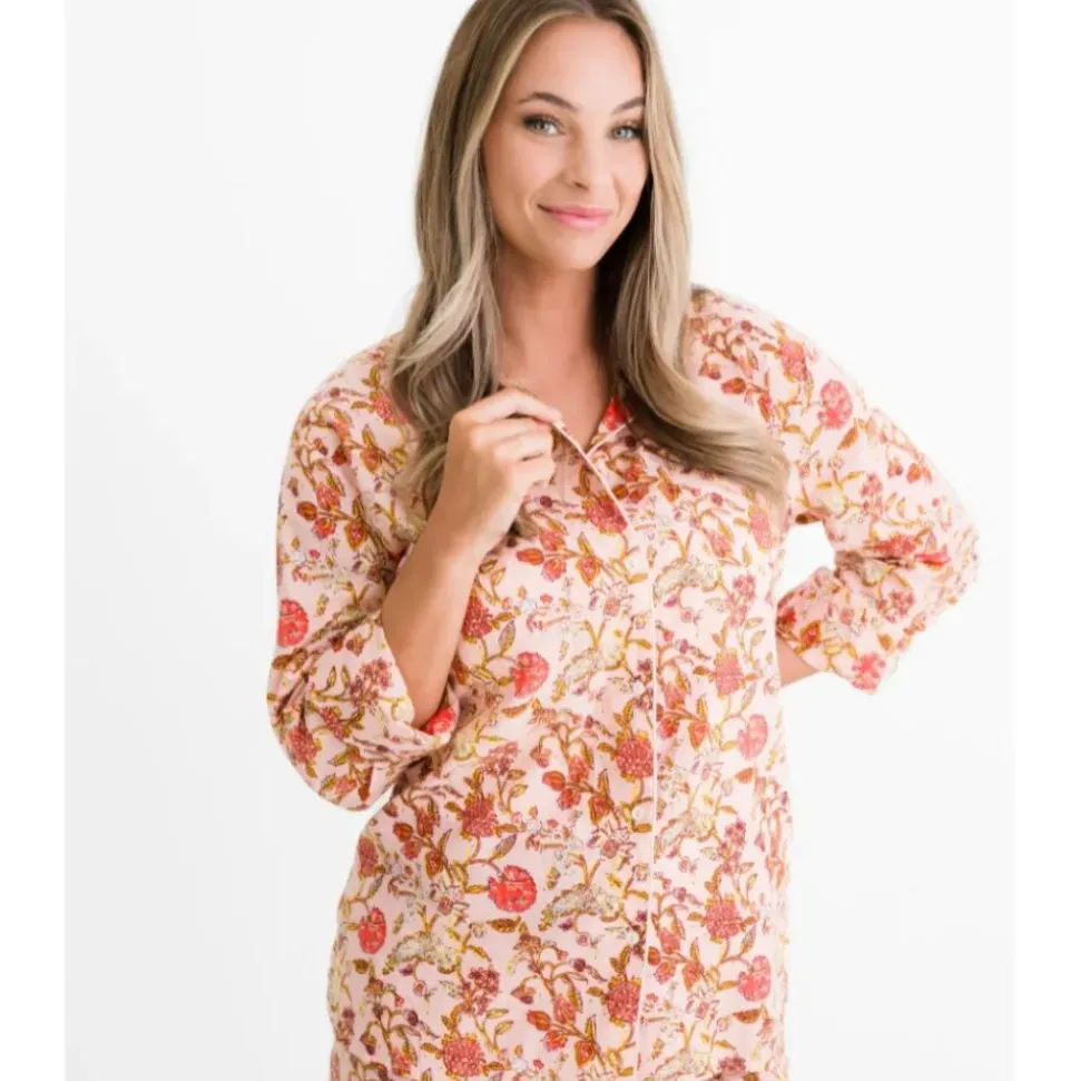 Mila Floral Blush Pajama Top