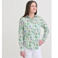 Mila Floral Emerald Button Down Blouse