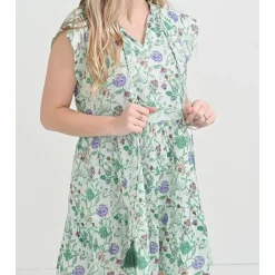 Mila Floral Emerald Cap Sleeve Flounce Dress