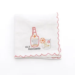 Mixed Drink Embroidered Linen Cocktail Napkins | Set of 6