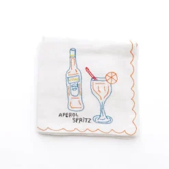 Mixed Drink Embroidered Linen Cocktail Napkins | Set of 6