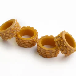 Mustard Round Resin Beaded Napkin Ring | Set of 4