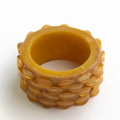 Mustard Round Resin Beaded Napkin Ring | Set of 4