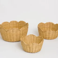 Natural Wicker Scalloped Bowl