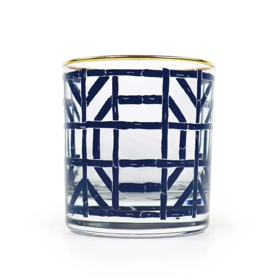 Navy Bamboo Bourbon Glass | Set of 4