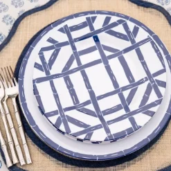 Navy Bamboo Melamine Dinner Plates