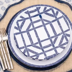 Navy Bamboo Melamine Luncheon Plates