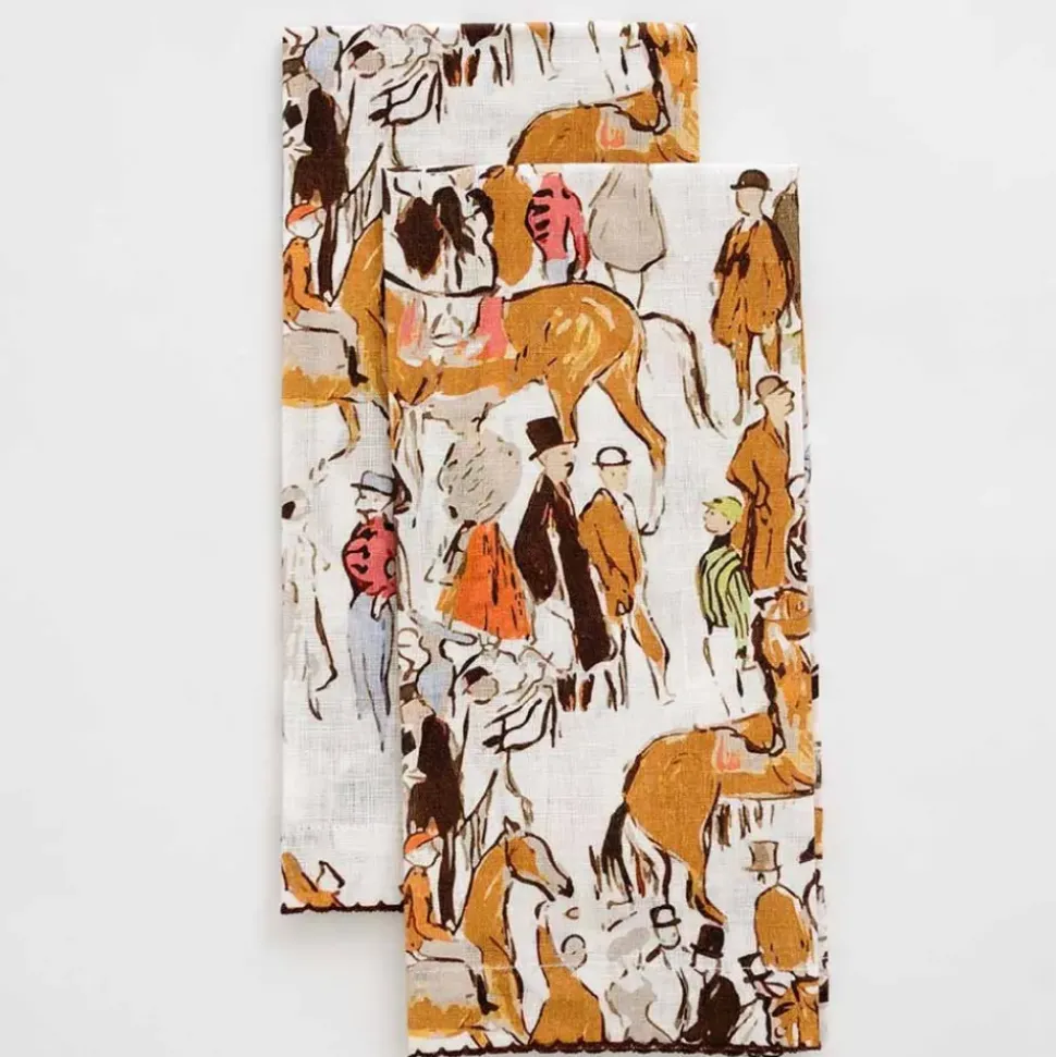 Paddock Scene Linen Fingertip Towels | Set of 2
