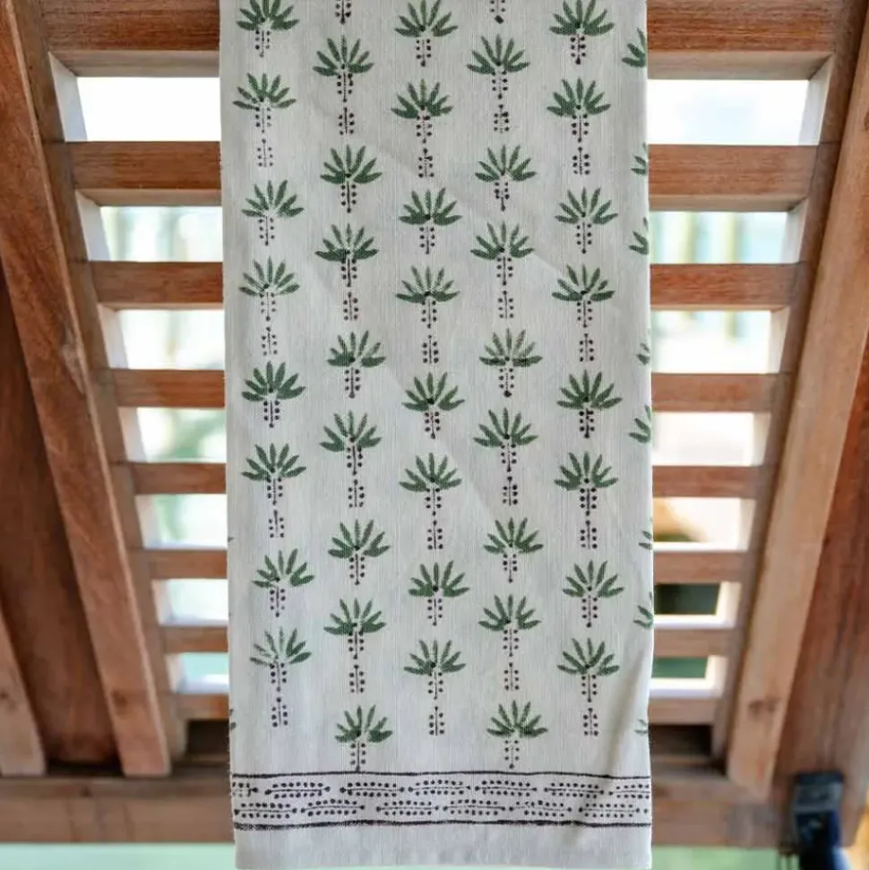 Palm Tree Dot Green Tea Towels | Set of 2