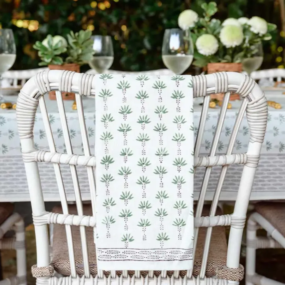 Palm Tree Dot Green Tea Towels | Set of 2