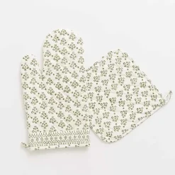 Phlox Green Oven Mitt Set