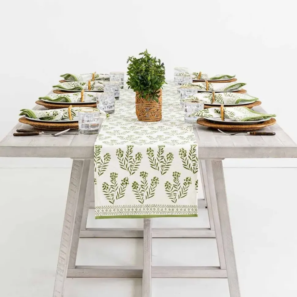 Phlox Green Table Runner