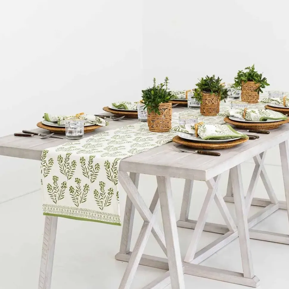 Phlox Green Table Runner