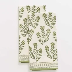 Phlox Green Tea Towels | Set of 2