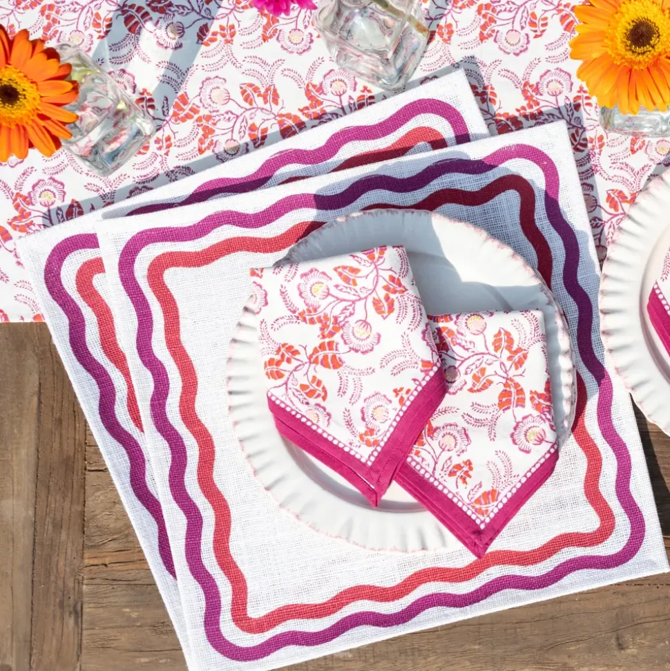 Pink Square Wave Placemat | Set of 4