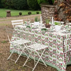 Pom Bells Basil & Magenta Tablecloth