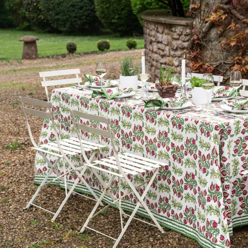 Pom Bells Basil & Magenta Tablecloth