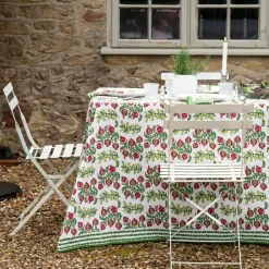 Pom Bells Basil & Magenta Tablecloth