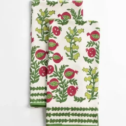 Pom Bells Basil & Magenta Tea Towels | Set of 2