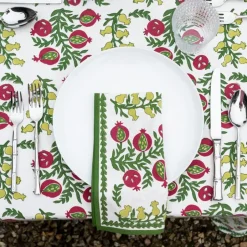 Pom Bells Basil & Magenta Napkin