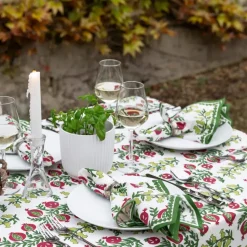 Pom Bells Basil & Magenta Napkin