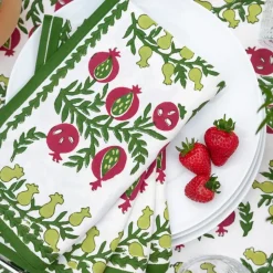 Pom Bells Basil & Magenta Napkin