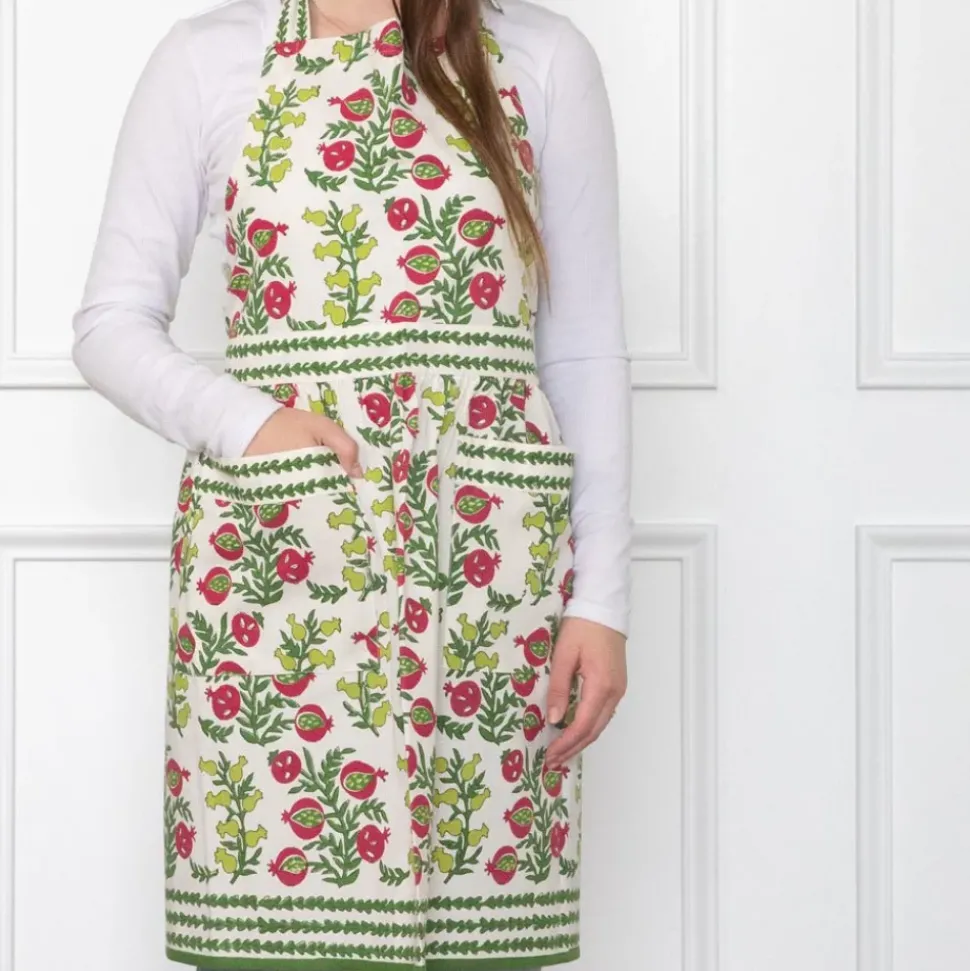 Pom Bells Basil & Magenta Apron