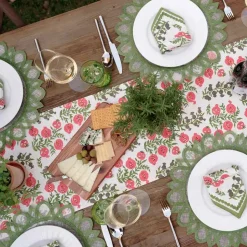 Pom Bells Fern & Poppy Table Runner