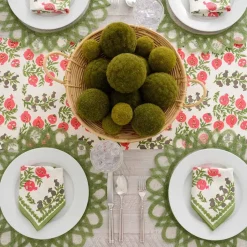 Pom Bells Fern & Poppy Table Runner