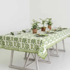 Pom Bells Green Tablecloth