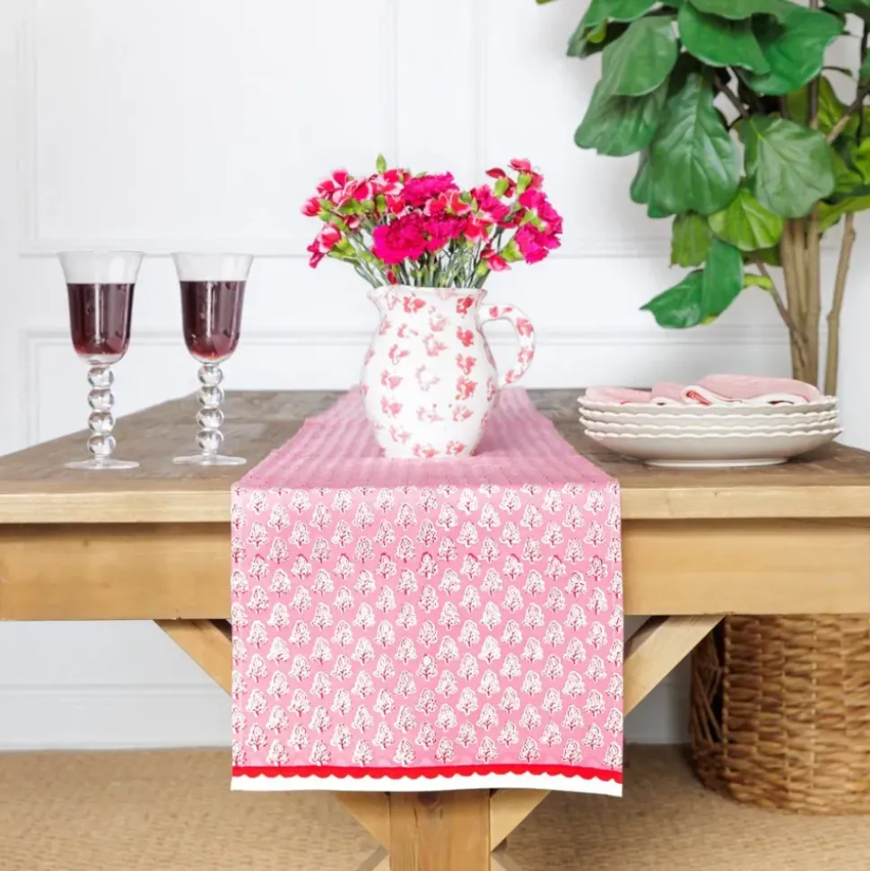 Pom Buti Pink Table Runner