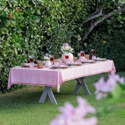 Pom Buti Pink Tablecloth