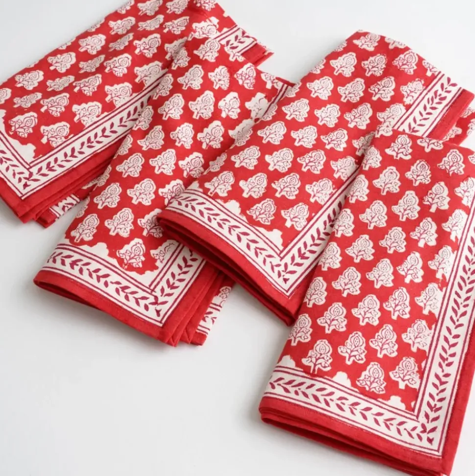 Pom Buti Red Napkin | Set of 4