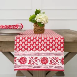 Pom Buti Red Table Runner