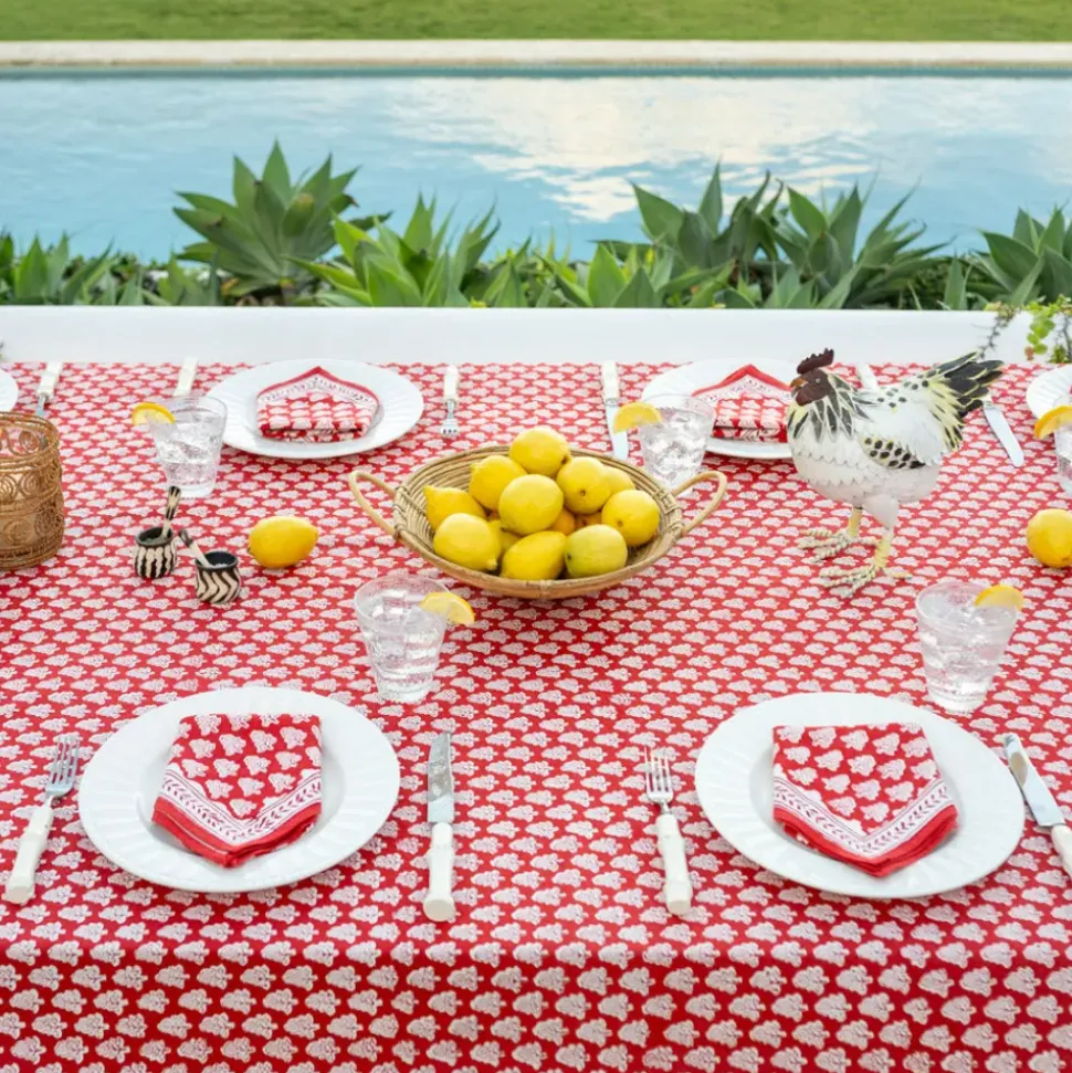 Pom Buti Red Tablecloth