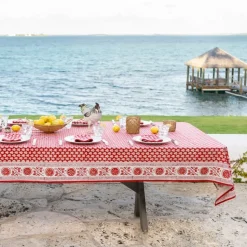 Pom Buti Red Tablecloth