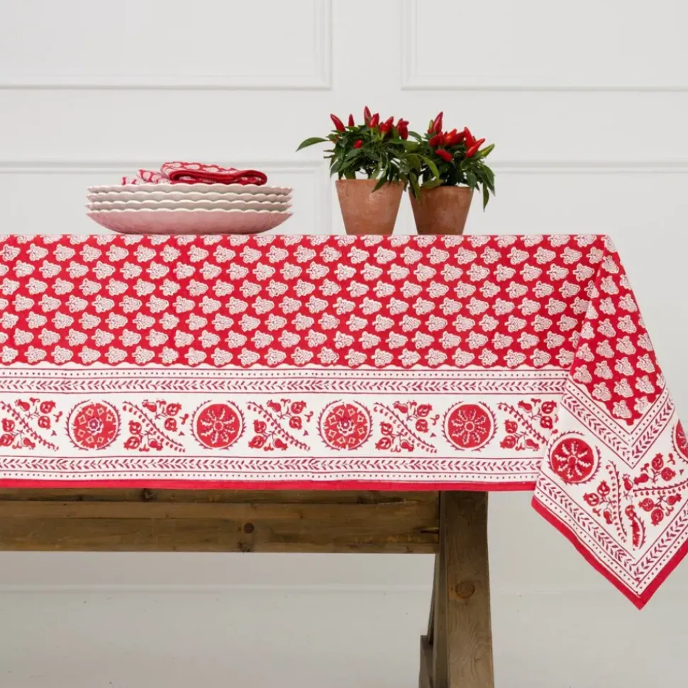 Pom Buti Red Tablecloth