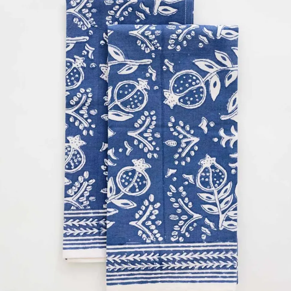 Pomegranate Blue Tea Towels | Set of 2