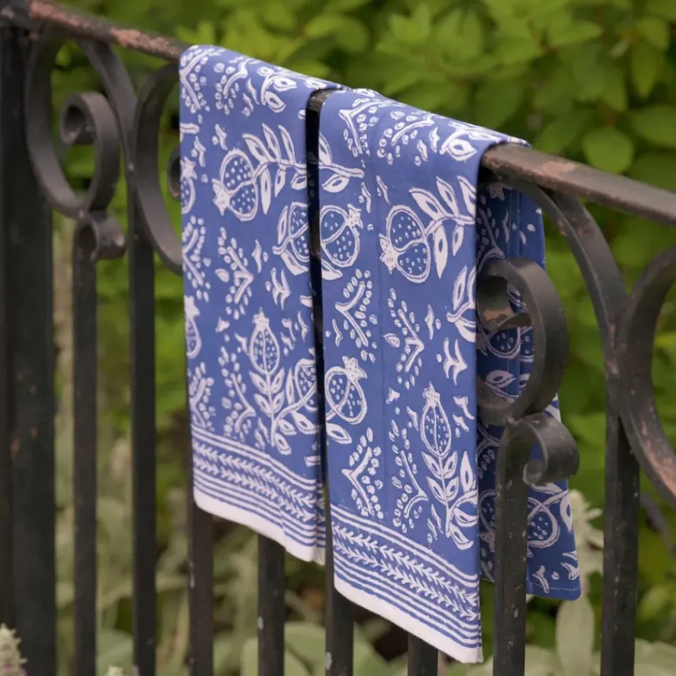 Pomegranate Blue Tea Towels | Set of 2