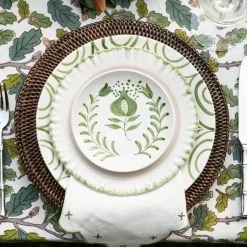 Pomegranate Crest Green Appetizer Plate | Set of 4
