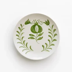 Pomegranate Crest Green Appetizer Plate | Set of 4