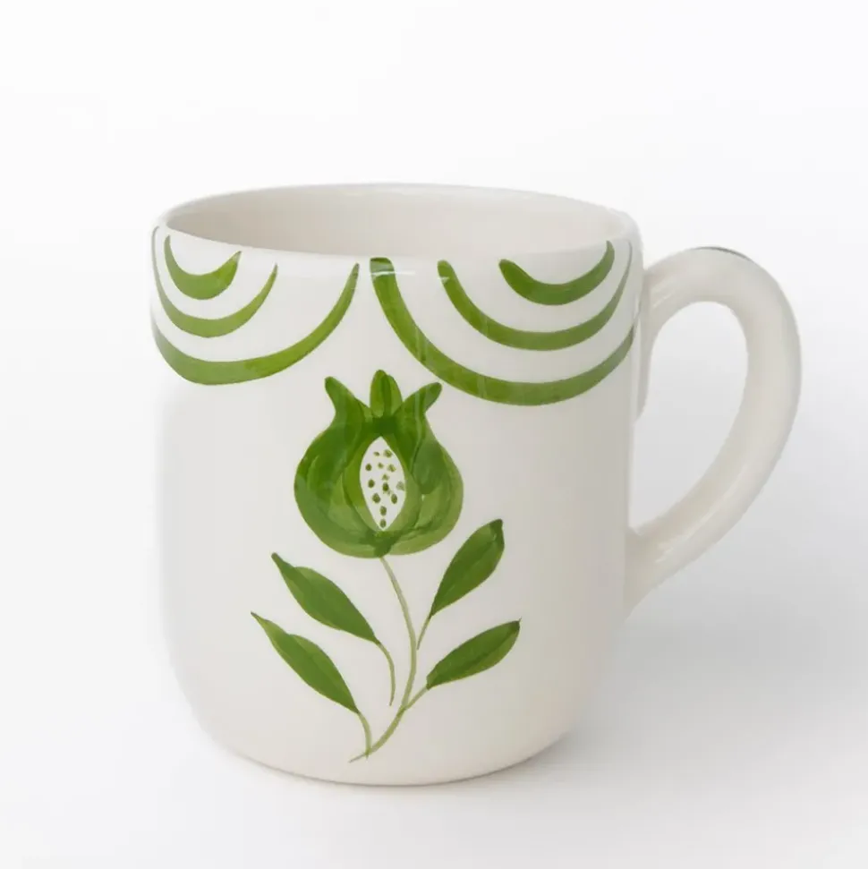 Pomegranate Crest Green Mug | Set of 2