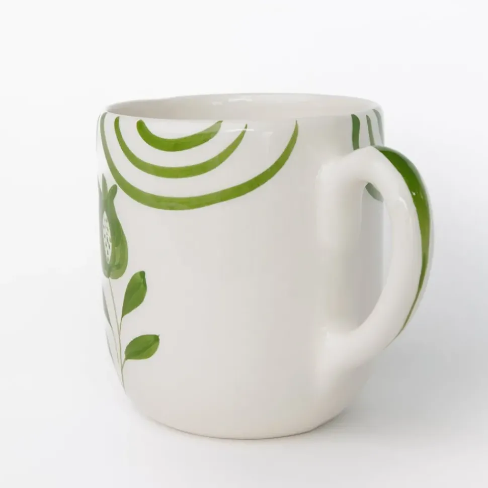 Pomegranate Crest Green Mug | Set of 2