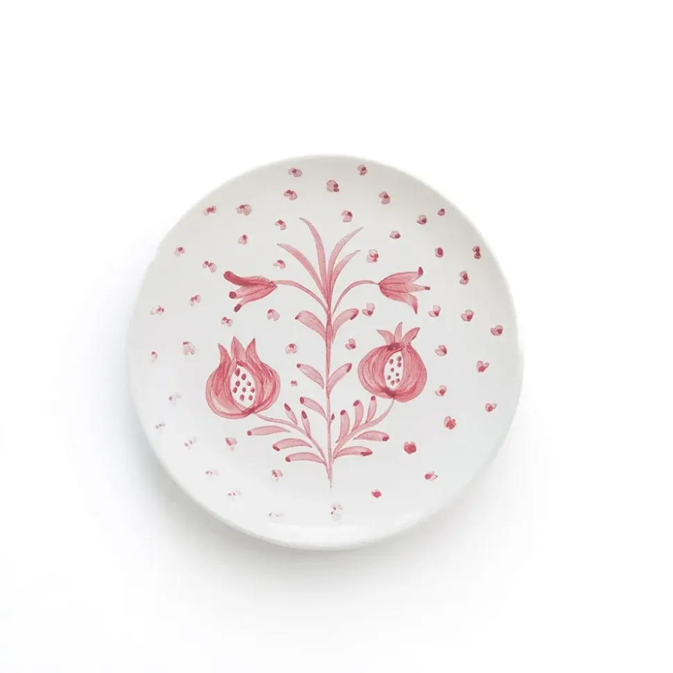 Pomegranate Duet Rose Appetizer Plate | Set of 4