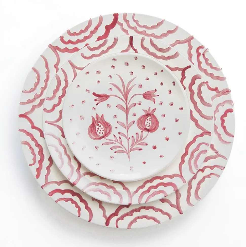 Pomegranate Duet Rose Appetizer Plate | Set of 4