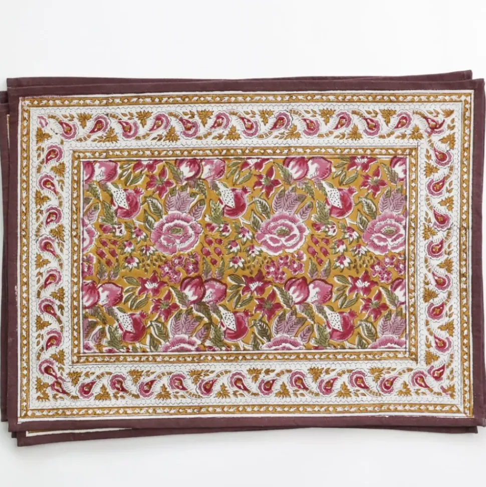 Pomegranate Garden Plum & Ochre Placemat | Set of 4