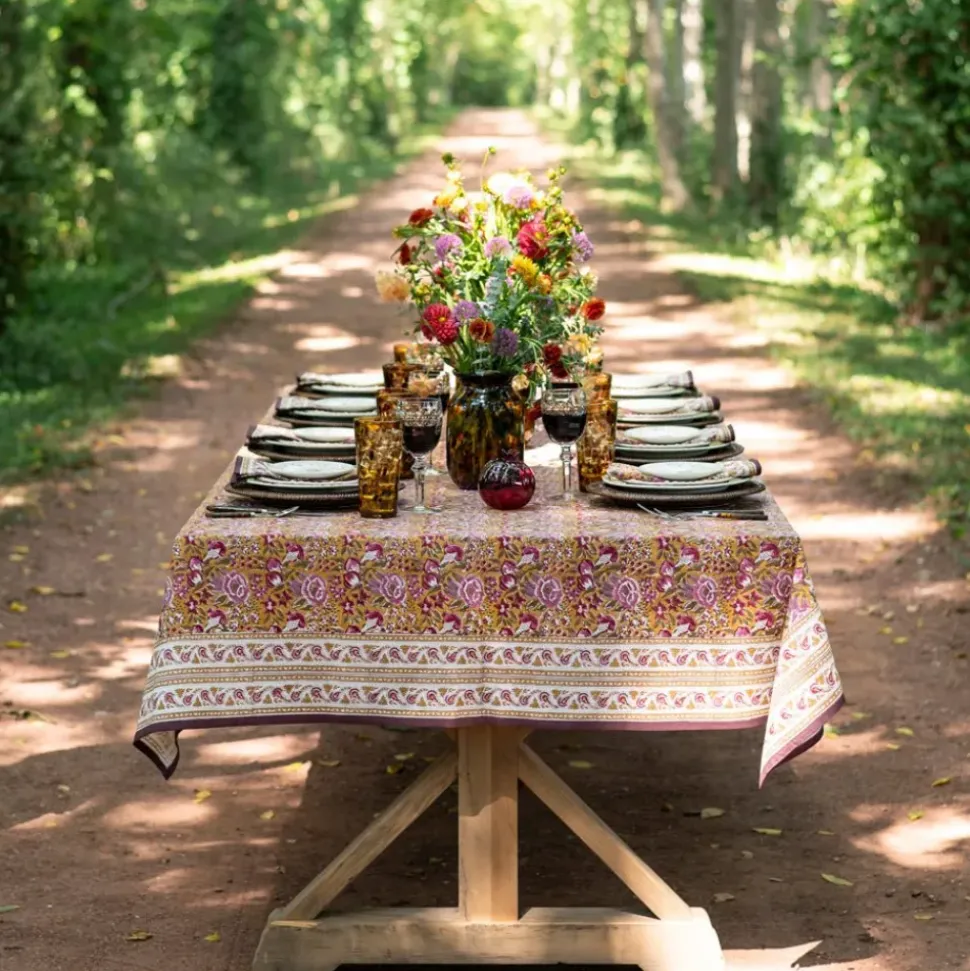 Pomegranate Garden Plum & Ochre Tablecloth