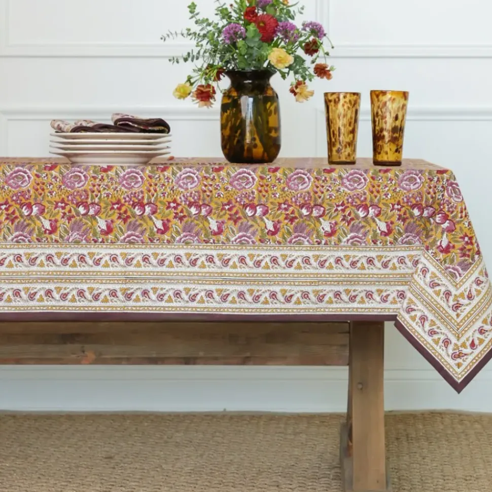 Pomegranate Garden Plum & Ochre Tablecloth