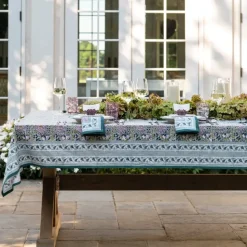 Pomegranate Garden Teal & Lilac Tablecloth